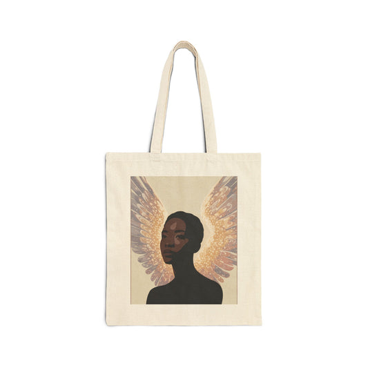 Inspirational Glowing Angel Wings - Cotton Canvas Tote Bag