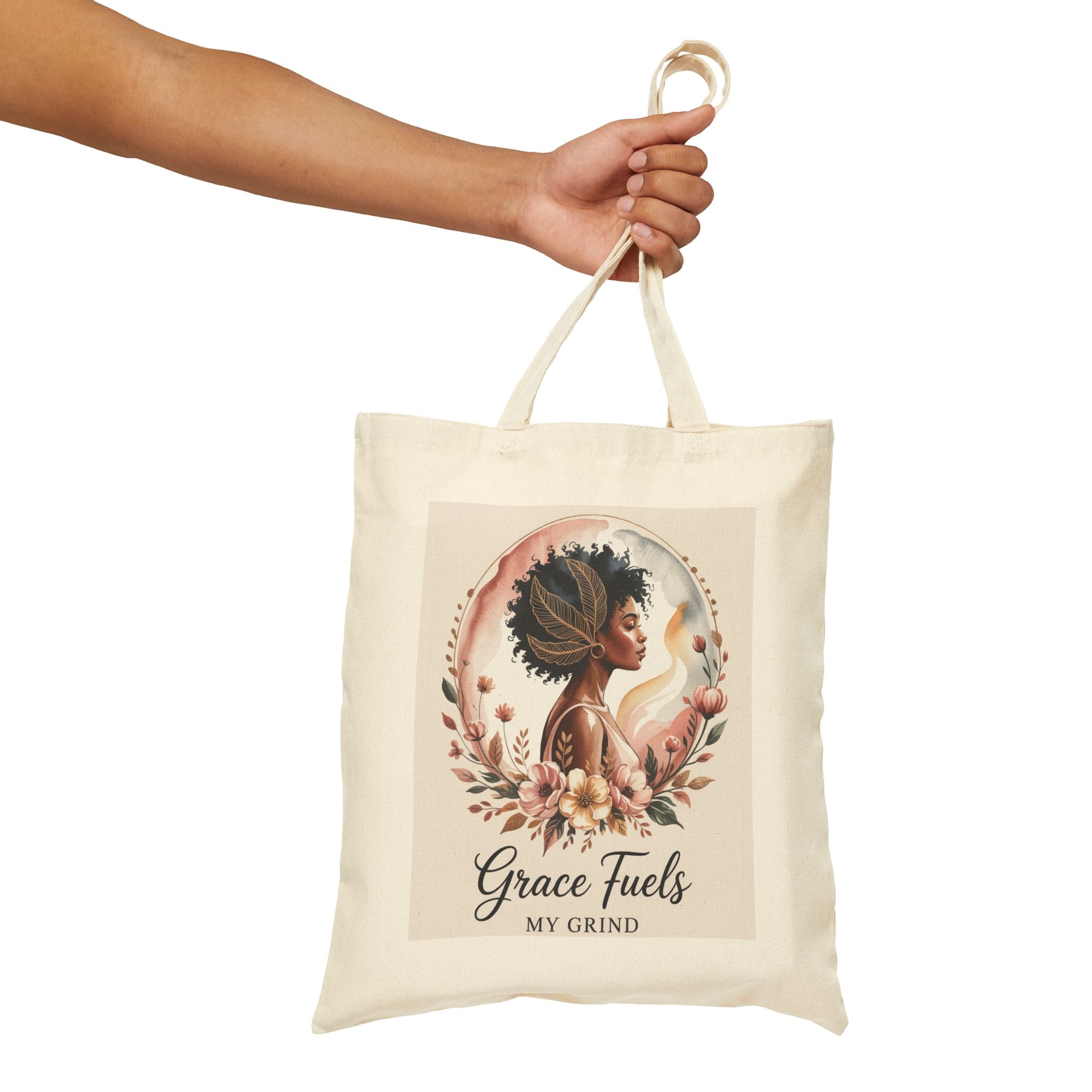 【GOOD GRIEF!】CANVAS SHOPPERS BAG Wake up and Smile Canvas Shopping Tote Bag , Reusable